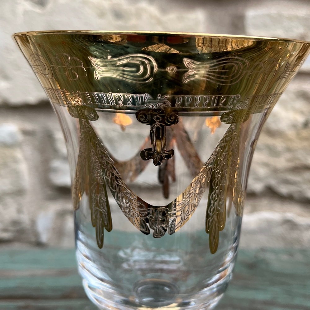 Vintage Discontinued  Hand Blown Medici 24k Gold Water Goblet by Arte Italica - Picture 5 of 9